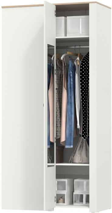 Джастин 13.229 Шкаф угловой, цвет белый шагрень/дуб белый эксклюзив, ШхГхВ 111,4х54,8х225,7 см., универсальная сборка