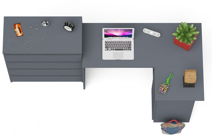 Мори компьютерный стол МС-16 правый + Комод МК800.4, графит