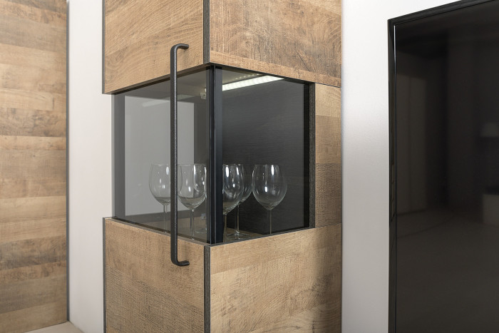 Трувор 13.205 Шкаф-пенал с витриной 3 шт., дуб гранж песочный/интра