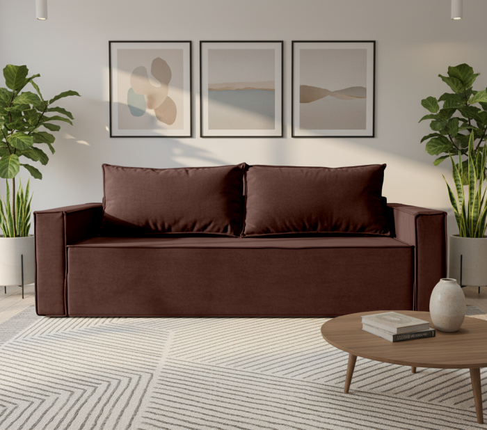 Диван-еврокнижка Лофт Люкс 140, велюр коричневый