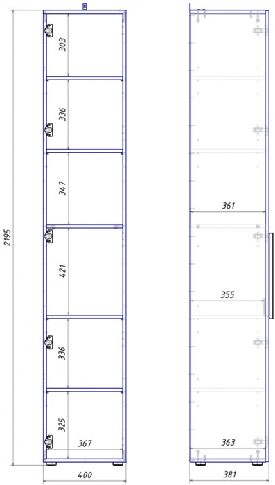 Эйр Гостиная 16.324.01 Шкаф-пенал, белый шагрень