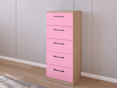 Комод 02/16 45х40х110 Сонома/Розовый