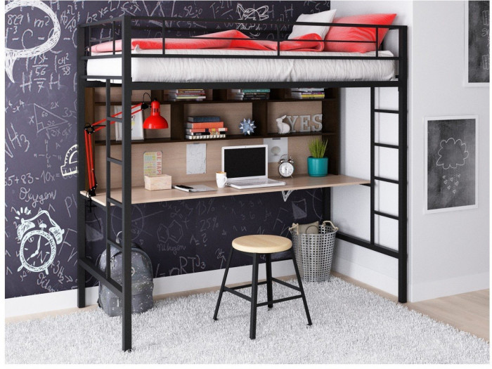 Кровать-чердак Севилья 1.2 (Дуб молочный, Коричневый)