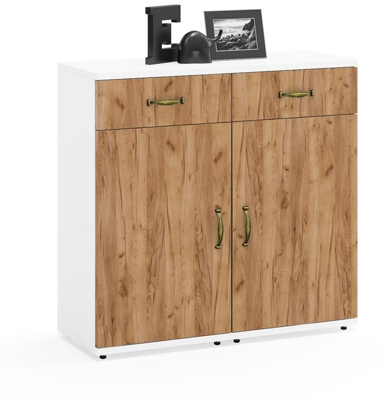 Лидер-8 Тумба МД 3.15 2 шт., цвет белый шагрень/крафт золото, ШхГхВ 80х30х75 см., универсальная сборка