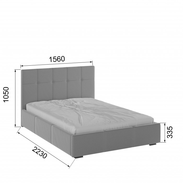 Рио Кровать интерьерная 140 светло-серый квадрат, ПМ