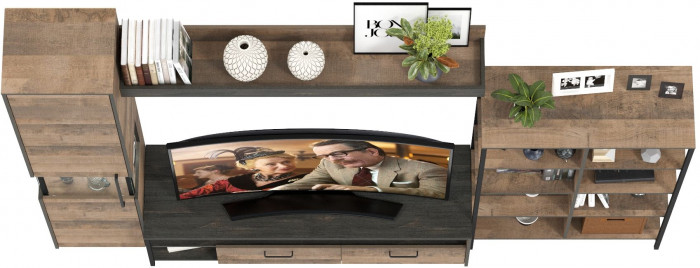 Трувор Гостиная 015, цвет дуб гранж песочный/интра, ШхГхВ 284,6х45,4х210 см., универсальная сборка