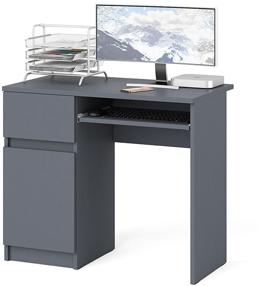 Мори Стол компьютерный МС-1 левый, цвет графит, ШхГхВ 90х50х76,6 см., выдвижной ящик слева, НЕ универсальная сборка
