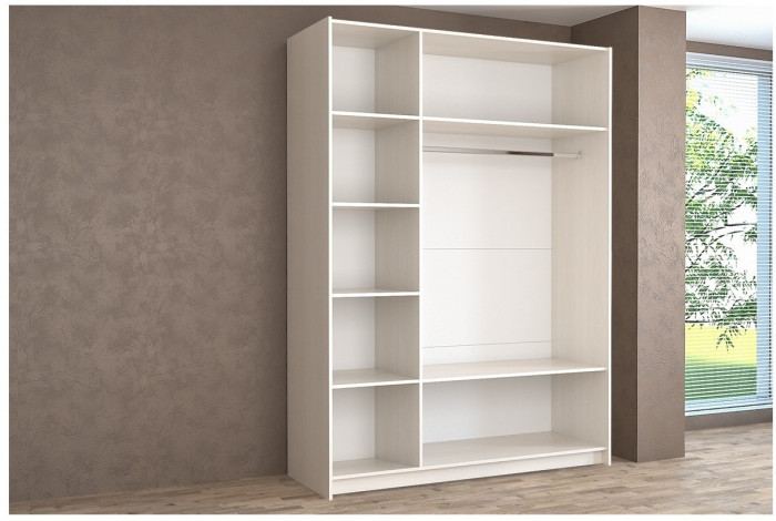 Шкаф-купе Иннэс-5 1600 Ф1/Ф2, Белый глянец