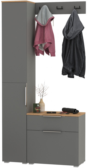 Октава Прихожая 15, серый графит/дуб крафт золотой/фасады МДФ серый графит