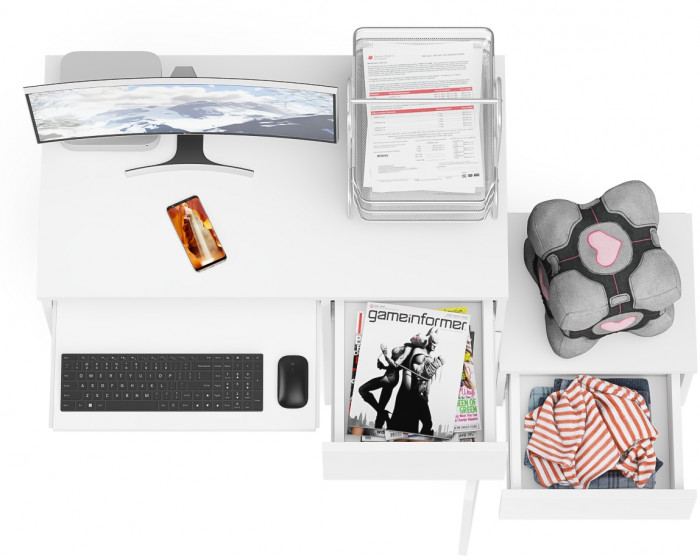 Мори компьютерный стол МС-1 правый + Тумба ТМП400.1, белый