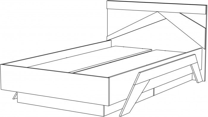 Кровать двуспальная 160х200 "Скандинавия" с щитовым основанием - Бетон пайн светлый/Дуб наварра