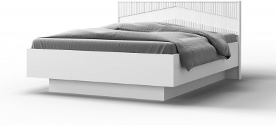 Кровать двуспальная 160х200 "Оливия" с щитовым основанием - Белый текстурный/Ясень белый