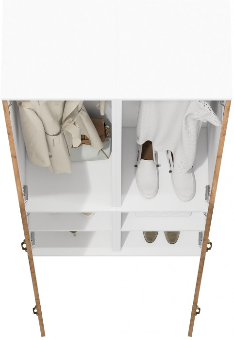 Лидер-8 Пенал МД 21Б 2 шт., цвет белый шагрень/крафт золото, ШхГхВ 80х37,5х190 см., универсальная сборка