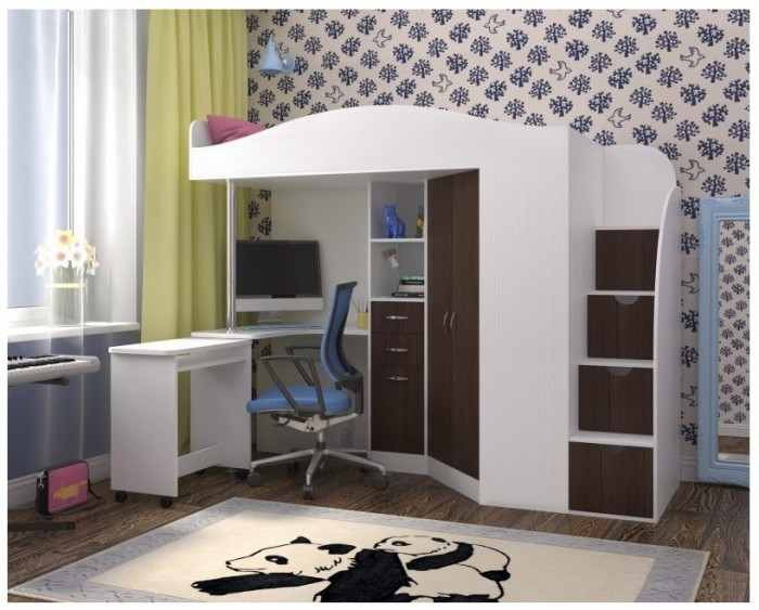 Кровать-чердак Юниор 4 (Венге/Ирис)