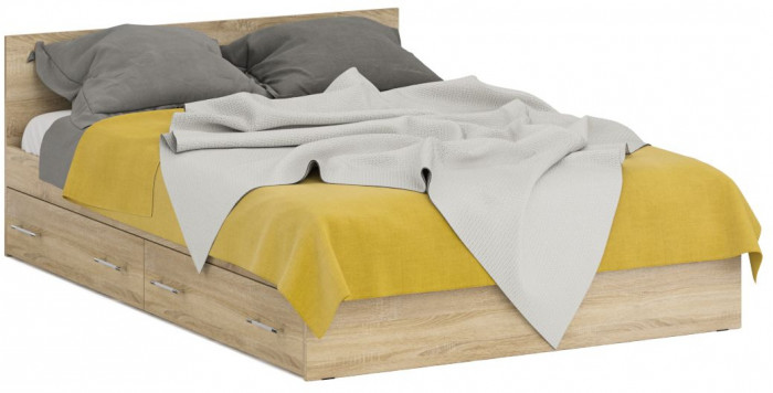 Стандарт Кровать с ящиками 1400, дуб сонома