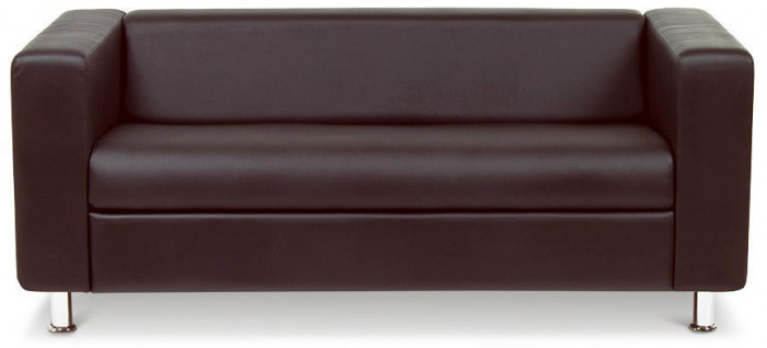 Кожаный диван Клиппан 3-х местный, прямой, цвет коричневый