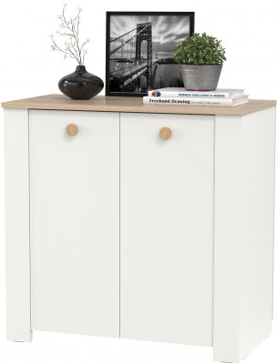 Джастин 16.228.02 Комод, цвет белый шагрень/дуб белый эксклюзив, ШхГхВ 76,6х39,2х75,3 см. (две дверки)