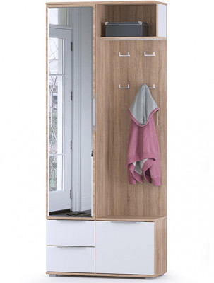 Куба Шкаф комбинированный 10.14, цвет дуб сонома/белый премиум, ШхГхВ 86,4х38,3х210,6 см., универсальная сборка