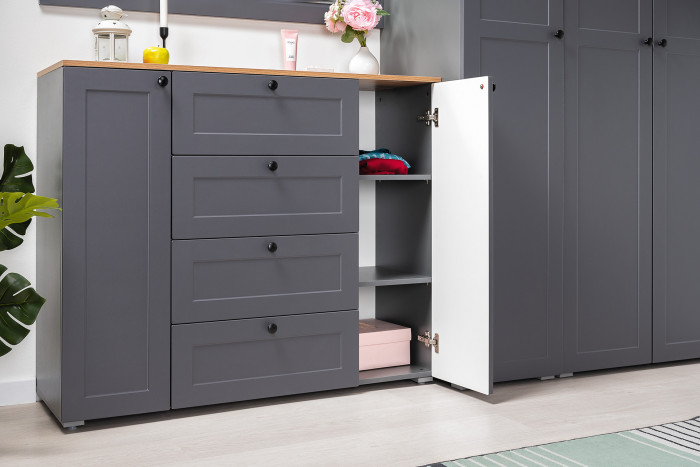 Остин Прихожая 26, цвет серый графит/дуб крафт золотой, ШхГхВ 280х54,3х229,6 см., универсальная сборка