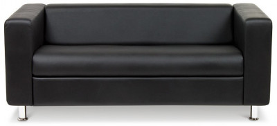 Кожаный диван Клиппан 3-х местный, прямой, цвет черный