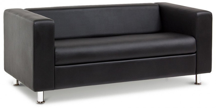 Кожаный диван Клиппан 3-х местный, прямой, цвет черный