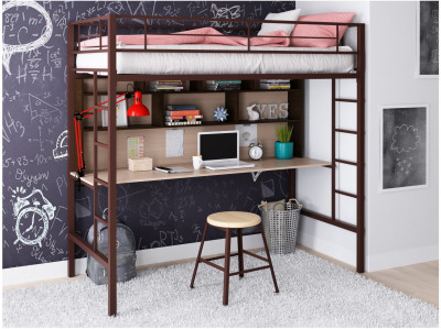 Кровать-чердак Севилья 1.2 (Венге / Дуб молочный, Коричневый)