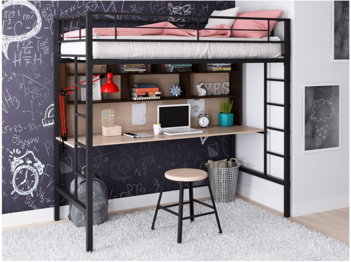 Кровать-чердак Севилья 1.2 (Венге / Дуб молочный, Коричневый)