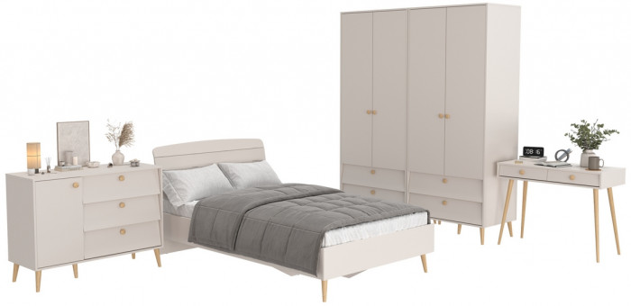 Афина Спальня 19-1200, цвет кашемир серый, сп.м. 1200х2000 мм., б/м, основание есть - фанера