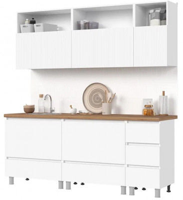 Кухня Хелен 1,7 белый супермат,белый/белый