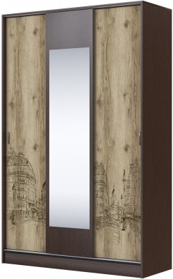 Шкаф-купе с зеркалом Орион, Венге/Дуб делано