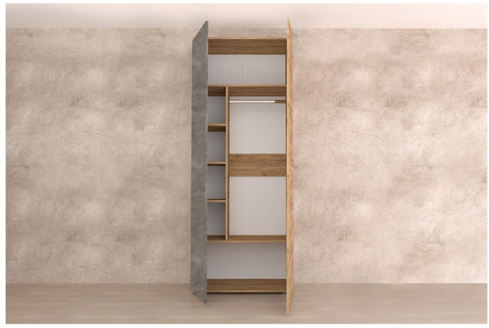 Аллегро 10 Шкаф 2-створчатый (Крафт золотой/Камень темный)