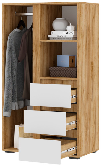 Хелен ШК 03 Шкаф (0,802х1,414х0,460) белый/дуб крафт золото