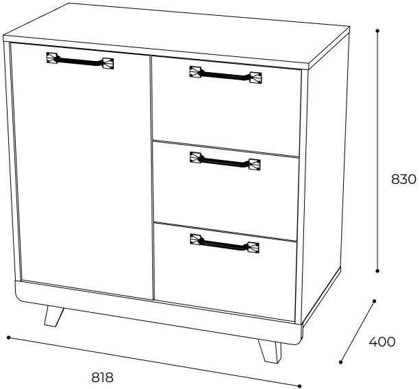 Комод "Мегаполис" КМ-12 Дуб каньон/M25 бетон графит