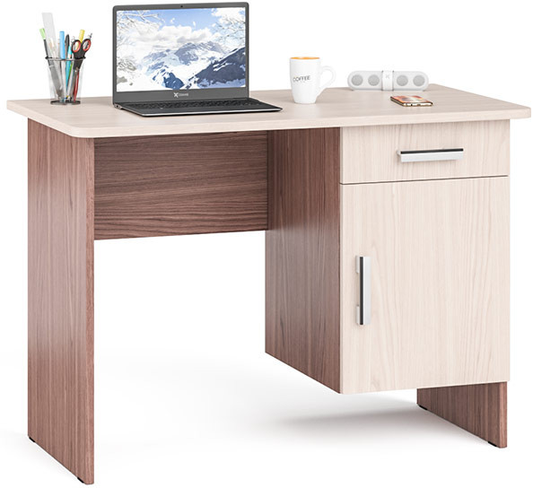 Стол письменный С-МД-1-09, цвет ясень шимо светлый/ясень шимо тёмный, ШхГхВ 105х57х75 см., НЕ универсальная сборка