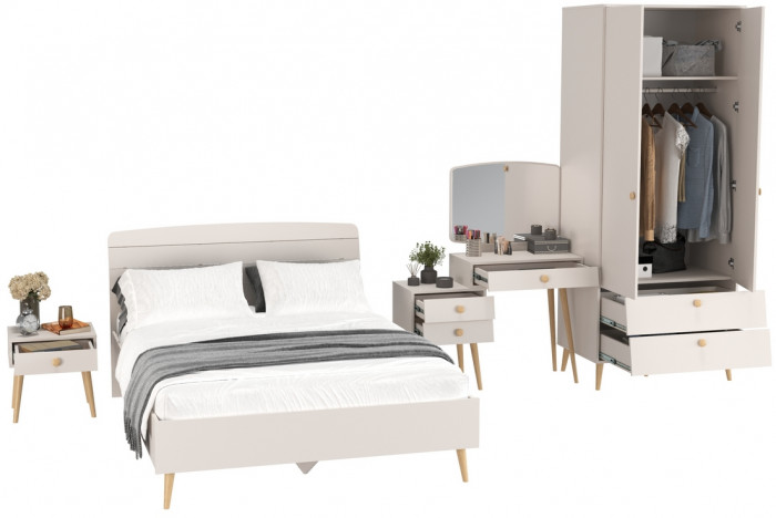 Афина Спальня 22-1400, цвет кашемир серый, сп.м. 1400х2000 мм., б/м, основание есть - фанера