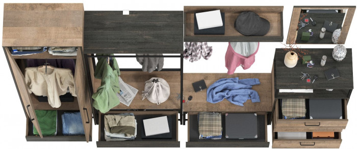 Трувор Прихожая 244, дуб гранж песочный/интра