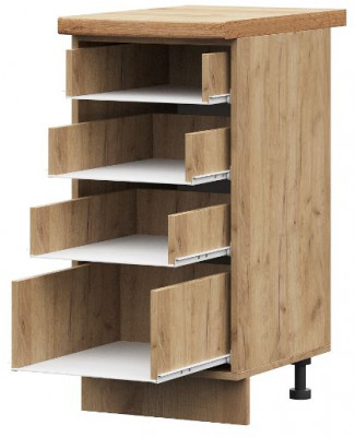 ШН4Я 400 корпус шкаф нижн. с 4 ящ (400*820*474) ПВ дуб крафт золото