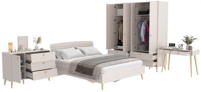 Афина Спальня 19-1600, цвет кашемир серый, сп.м. 1600х2000 мм., б/м, основание есть - фанера