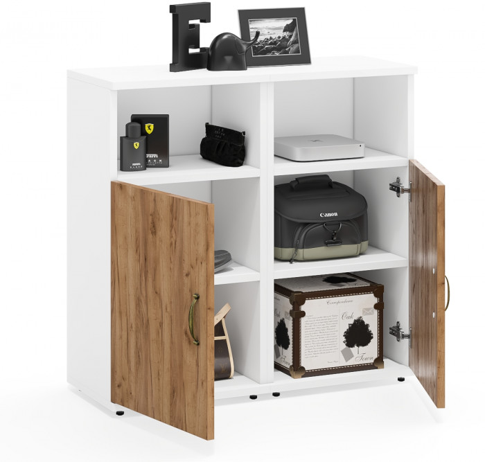 Лидер-8 Тумба МД 3.19 2 шт., цвет белый шагрень/крафт золото, ШхГхВ 80х30х75 см., универсальная сборка