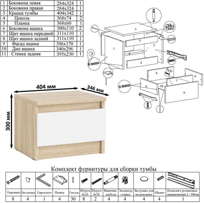 Мори Стол компьютерный МС-1 правый + Тумба ТМП400.1 + Полка 900, цвет дуб сонома/белый, ШхГхВ 130,4х50х209,6 см., НЕ универсальная сборка