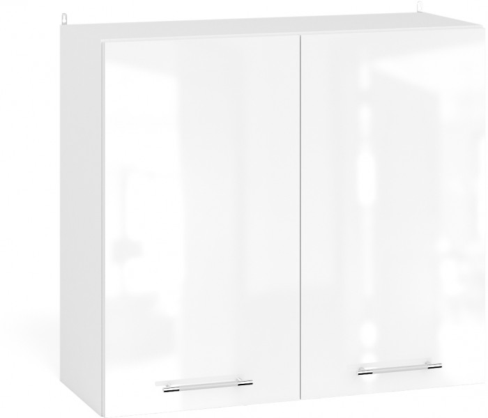 Кухня Мебель--24 ШВ800 Шкаф 80 см., цвет корпус белый/фасад МДФ белый глянец, ШхГхВ 80х32х72 см.