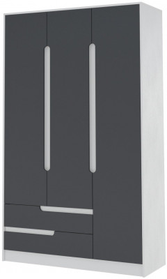 Шкаф 3-х створчатый Гавана, Белый/Графит серый