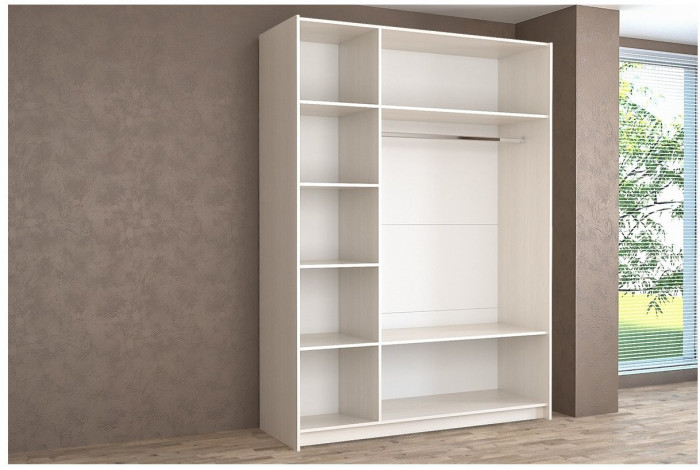 Шкаф-купе Иннэс-5 1400 Ф3/Ф3, Белый глянец/Бодега белая