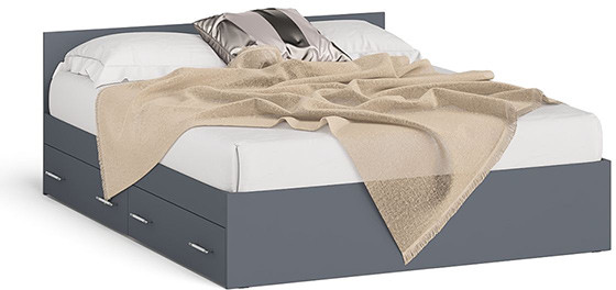 Мори Кровать с ящиками 1600, графит