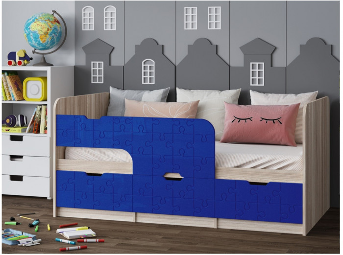 Детская кровать Юниор-9, 80х160 (Лайм глянец, Ясень шимо светлый)