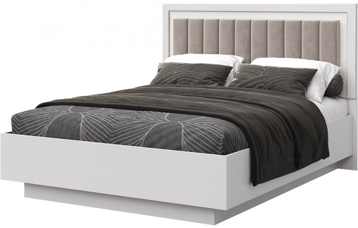 Кровать двуспальная 160х200 "Харди-1" - Белый текстурный/Ясень белый