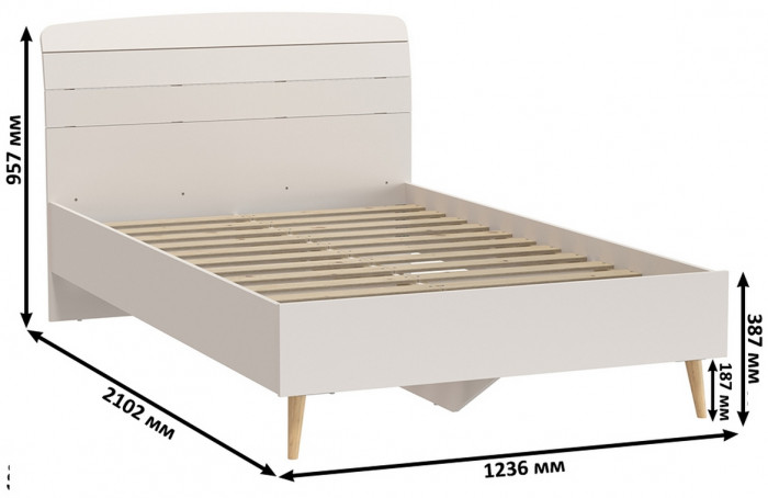 Афина Спальня 20-1200, цвет кашемир серый, сп.м. 1200х2000 мм., б/м, основание есть - фанера