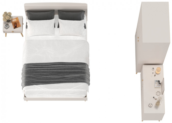 Афина Спальня 23-1400, цвет кашемир серый, сп.м. 1400х2000 мм., б/м, основание есть - фанера