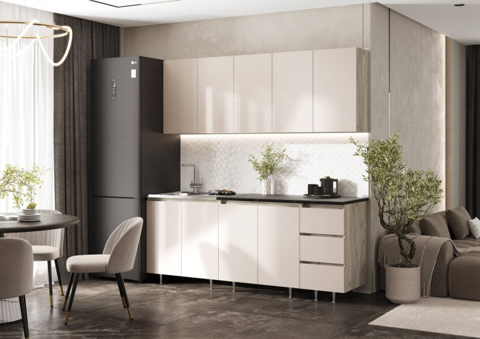 Кухня Челси 2,0м, Крафт серый/Кашемир