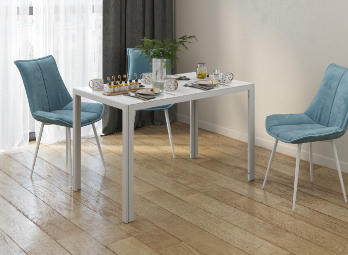 Обеденный стол Мебель--24 DT-1481, цвет белый, ШхГхВ 120х70х75 см., столешница закалённое стекло 6 мм., максимальная нагрузка 80 кг.